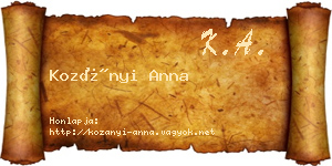 Kozányi Anna névjegykártya
