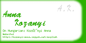 anna kozanyi business card